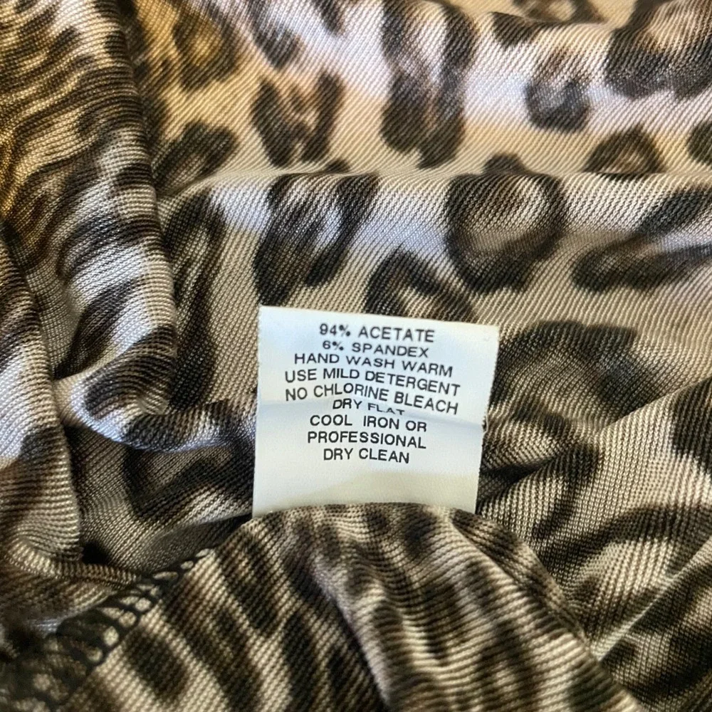 Vikki Vi Womens 2X Leopard Print Open Front Cardigan Slinky Longline Jacket USA